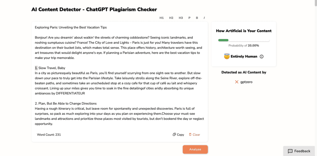 GPtinf into Contentdetector