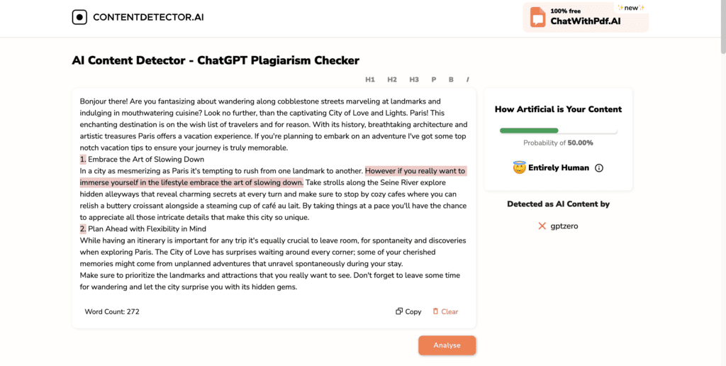 Undetectable AI into Contentdetector