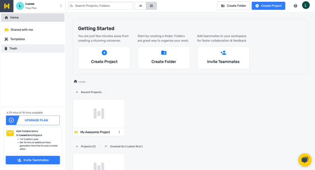 Murf dashboard