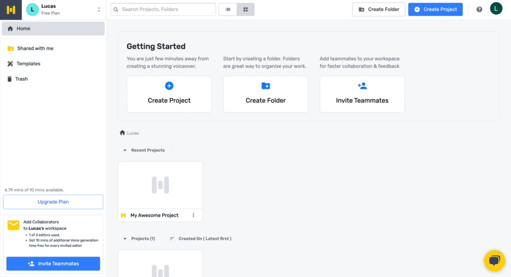 Murf dashboard