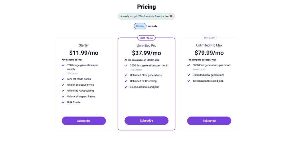 Starry AI pricing