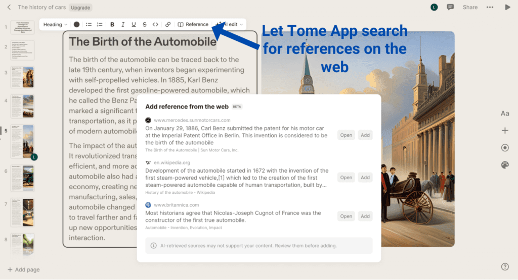 Tome app references