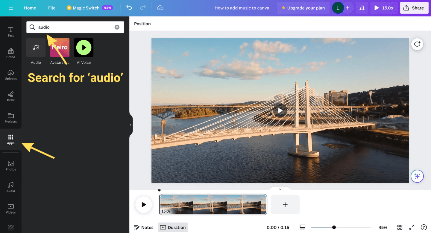 How to add music to canva