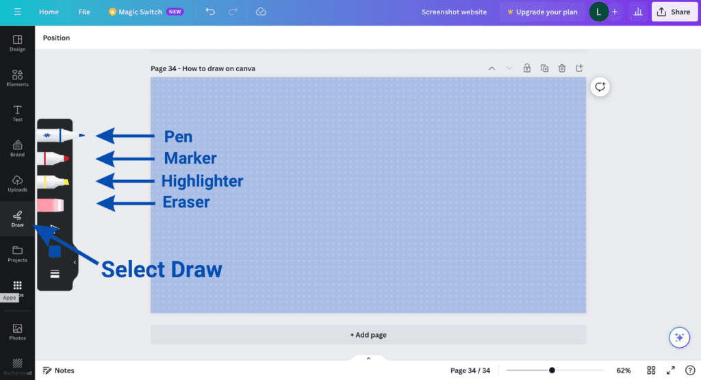 How to draw on canva