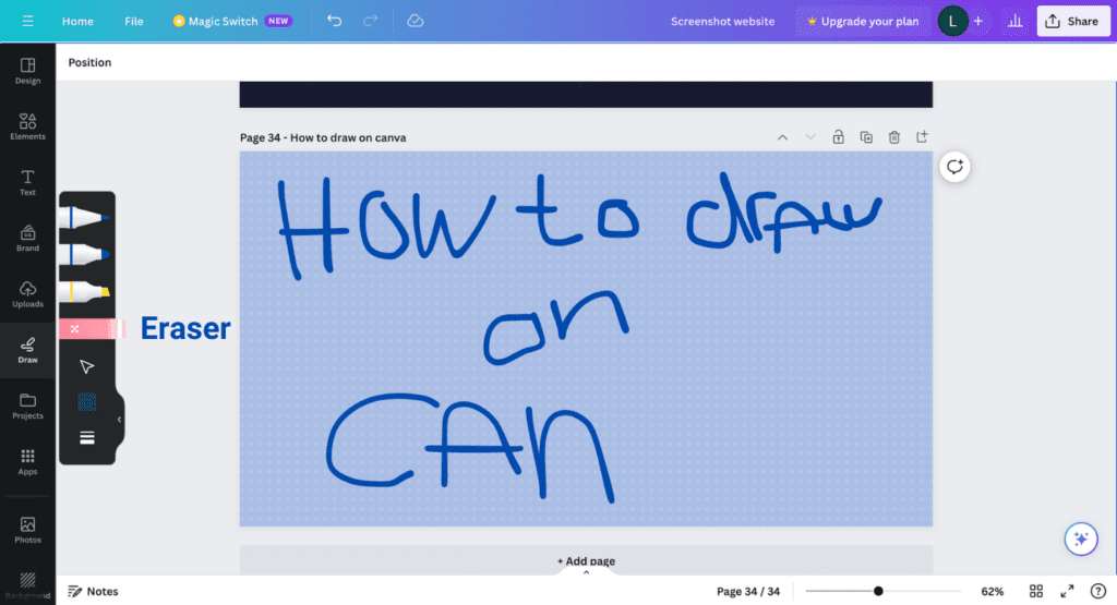 How to draw on canva - eraser