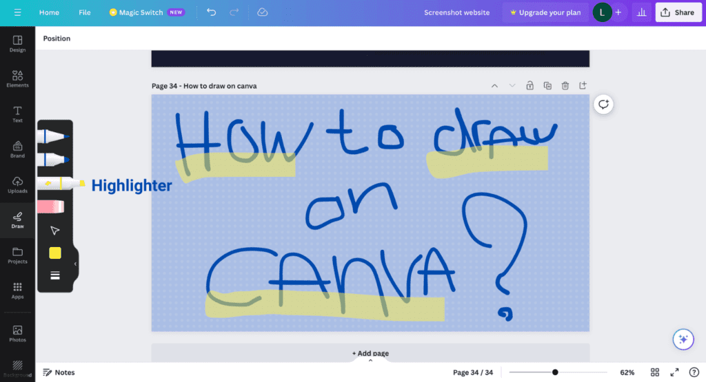 How to draw on canva - highlighter