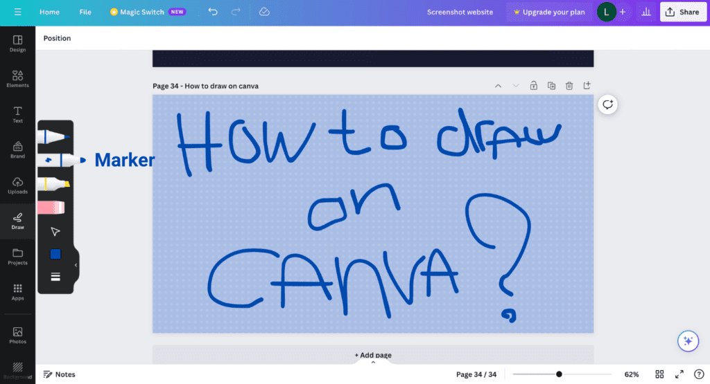 How to draw on canva - marker