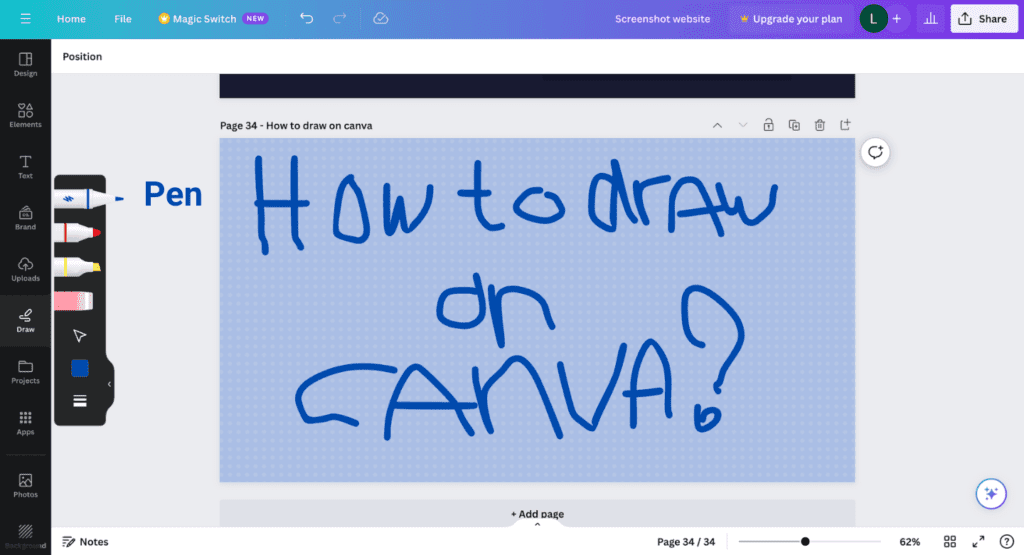 How to draw on canva - pen